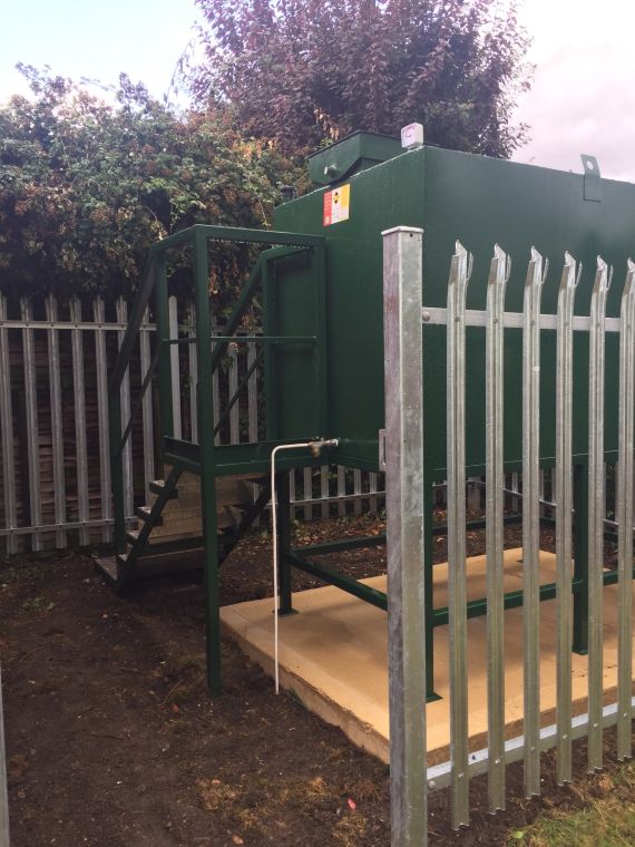 Bunded steel tank installed on concrete base